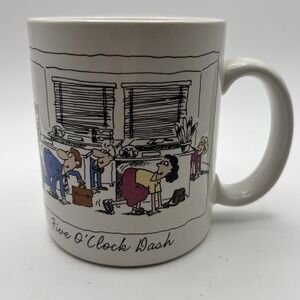 Hallmark Mug Nine O Clock Drag Five O Clock Dash Made in Japan Comic Cartoon Vtg